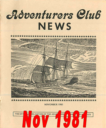 November 1981 Adventurers Club News Cover